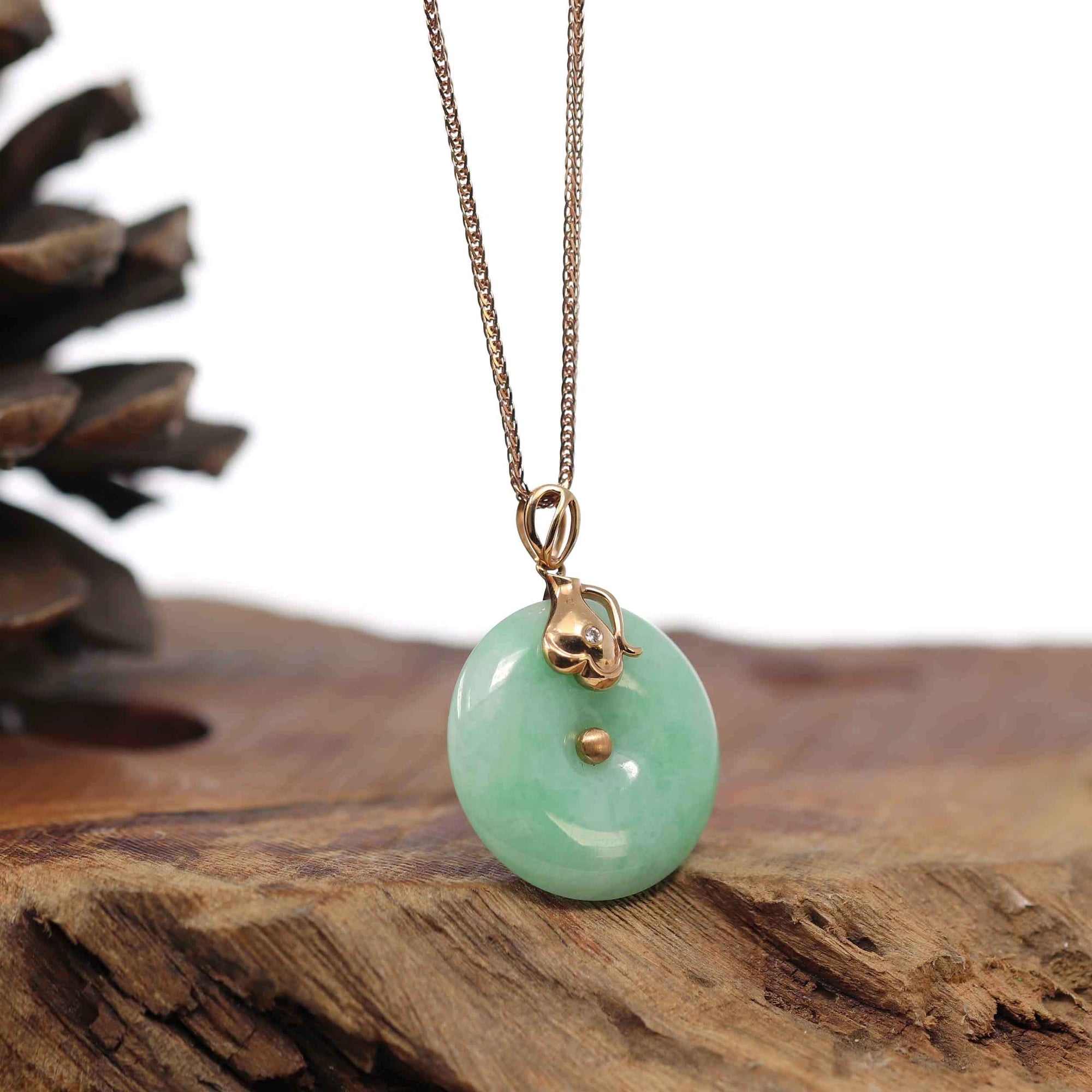 Baikalla Jewelry God Jadeite Necklace 18k Rose Gold Genuine Jadeite Constellation (Aquarius) Necklace Pendant