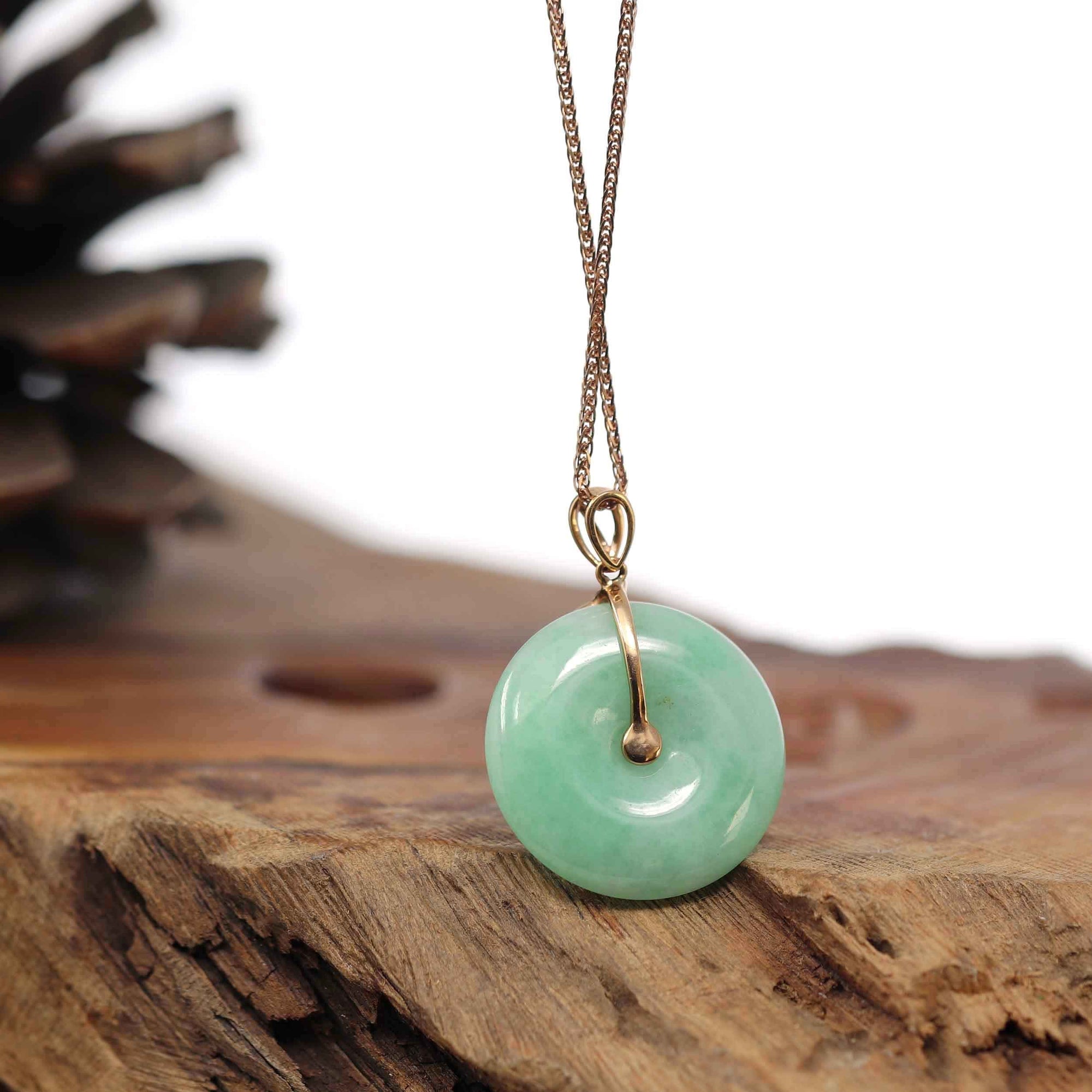 Baikalla Jewelry God Jadeite Necklace 18k Rose Gold Genuine Jadeite Constellation (Aquarius) Necklace Pendant