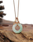 Baikalla Jewelry 18k Gold Jadeite Necklace Pendant Only Baikalla™ "Good Luck Birdie" 18k Rose Gold Genuine Burmese Jadeite Lucky Kou Kou Pendant Necklace With Ruby and Diamond