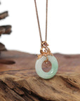 Baikalla Jewelry 18k Gold Jadeite Necklace Baikalla™ "Good Luck Birdie" 18k Rose Gold Genuine Burmese Jadeite Lucky Kou Kou Pendant Necklace With Ruby and Diamond