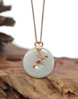 Baikalla Jewelry Gold Jadeite Pendant Pendant Only 18k Rose Gold Genuine Jadeite Constellation Horoscope (Sagittarius) Necklace Pendant with Diamonds & Tourmaline