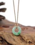 Baikalla Jewelry 18k Gold Jadeite Necklace Baikalla™ "Good Luck Birdie" 18k Rose Gold Genuine Burmese Jadeite Lucky Kou Kou Pendant Necklace With Ruby