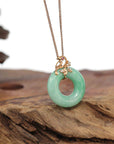 Baikalla Jewelry 18k Gold Jadeite Necklace Baikalla™ "Good Luck Birdie" 18k Rose Gold Genuine Burmese Jadeite Lucky Kou Kou Pendant Necklace With Ruby and Diamond