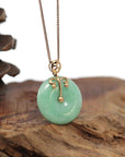 Baikalla Jewelry God Jadeite Necklace 18k Rose Gold Genuine Jadeite Constellation Horoscope (Libra) Necklace Pendant