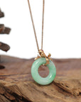 Baikalla Jewelry 18k Gold Jadeite Necklace Baikalla™ "Good Luck Birdie" 18k Rose Gold Genuine Burmese Jadeite Lucky Kou Kou Pendant Necklace With Ruby and Diamond