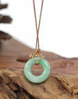 Baikalla Jewelry 18k Gold Jadeite Necklace Baikalla™ "Good Luck Birdie" 18k Rose Gold Genuine Burmese Jadeite Lucky Kou Kou Pendant Necklace With Ruby and Diamond