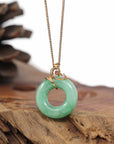 Baikalla Jewelry 18k Gold Jadeite Necklace Baikalla™ "Good Luck Birdie" 18k Rose Gold Genuine Burmese Jadeite Lucky Kou Kou Pendant Necklace With Ruby and Diamond