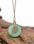 Baikalla Jewelry 18k Gold Jadeite Necklace Baikalla™ "Good Luck Birdie" 18k Rose Gold Genuine Burmese Jadeite Lucky Kou Kou Pendant Necklace With Ruby and Diamond