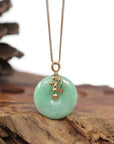 Baikalla Jewelry Gold Jadeite Necklace Pendant Only 18k Rose Gold Genuine Jadeite Constellation (Virgo) Necklace Pendant