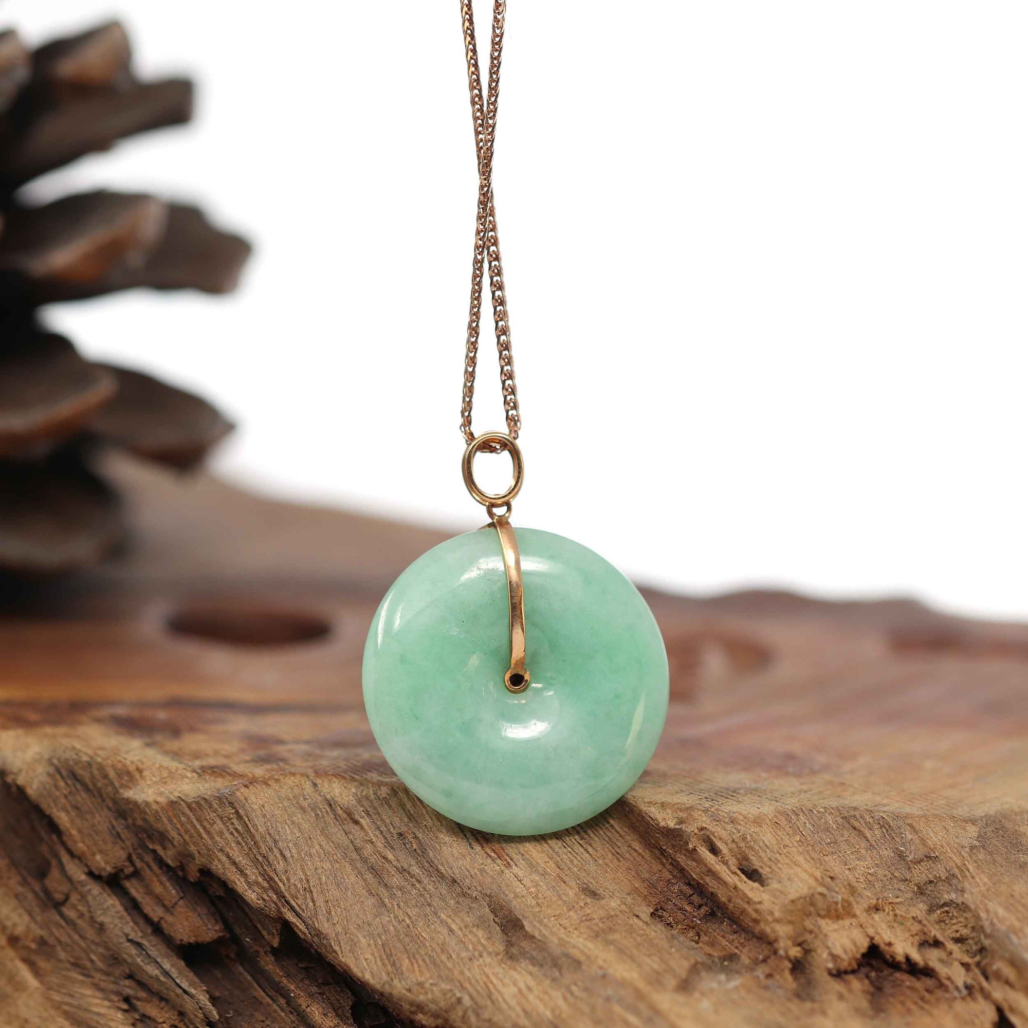 Baikalla Jewelry Gold Jadeite Necklace 18k Rose Gold Genuine Jadeite Constellation (Virgo) Necklace Pendant