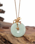 Baikalla Jewelry 18k Gold Jadeite Necklace Pendant Only Baikalla™ "Good Luck Birdie" 18k Rose Gold Genuine Burmese Jadeite Lucky Kou Kou Pendant Necklace With Ruby