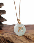 Baikalla Jewelry Gold Jadeite Pendant 18k Rose Gold Genuine Jadeite Constellation Horoscope (Sagittarius) Necklace Pendant With Diamonds