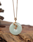 Baikalla Jewelry Gold Jadeite Pendant Pendant Only 18k Rose Gold Genuine Jadeite Constellation (Pisces) Necklace With Diamonds