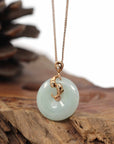 Baikalla Jewelry Gold Jadeite Pendant 18k Rose Gold Genuine Jadeite Constellation (Pisces) Necklace With Diamonds