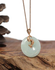 Baikalla Jewelry Gold Jadeite Pendant 18k Rose Gold Genuine Jadeite Constellation (Pisces) Necklace With Diamonds