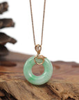 Baikalla Jewelry 18k Gold Jadeite Necklace Baikalla™ "Good Luck Birdie" 18k Rose Gold Genuine Burmese Jadeite Lucky Kou Kou Pendant Necklace With Diamond