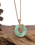 Baikalla Jewelry 18k Gold Jadeite Necklace Baikalla™ "Good Luck Birdie" 18k Rose Gold Genuine Burmese Jadeite Lucky Kou Kou Pendant Necklace With Diamond