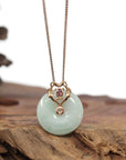 Baikalla Jewelry God Jadeite Necklace Pendant Only 18k Rose Gold Genuine Jadeite Constellation (Leo) Necklace Pendant with Tourmaline