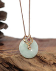 Baikalla Jewelry God Jadeite Necklace 18k Rose Gold Genuine Jadeite Constellation (Leo) Necklace Pendant with Tourmaline