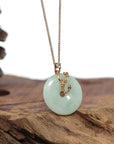 Baikalla Jewelry Gold Jadeite Pendant 18k Rose Gold Genuine Burmese Jadeite Constellation (Scorpio) Necklace Pendant with Ruby AA