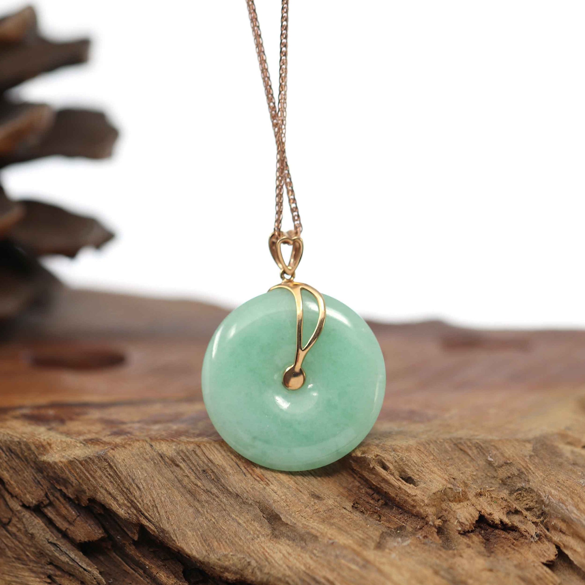 Baikalla Jewelry Jade Pendant 18k Rose Gold Genuine Burmese Jadeite Constellation (Aries) Necklace Pendant