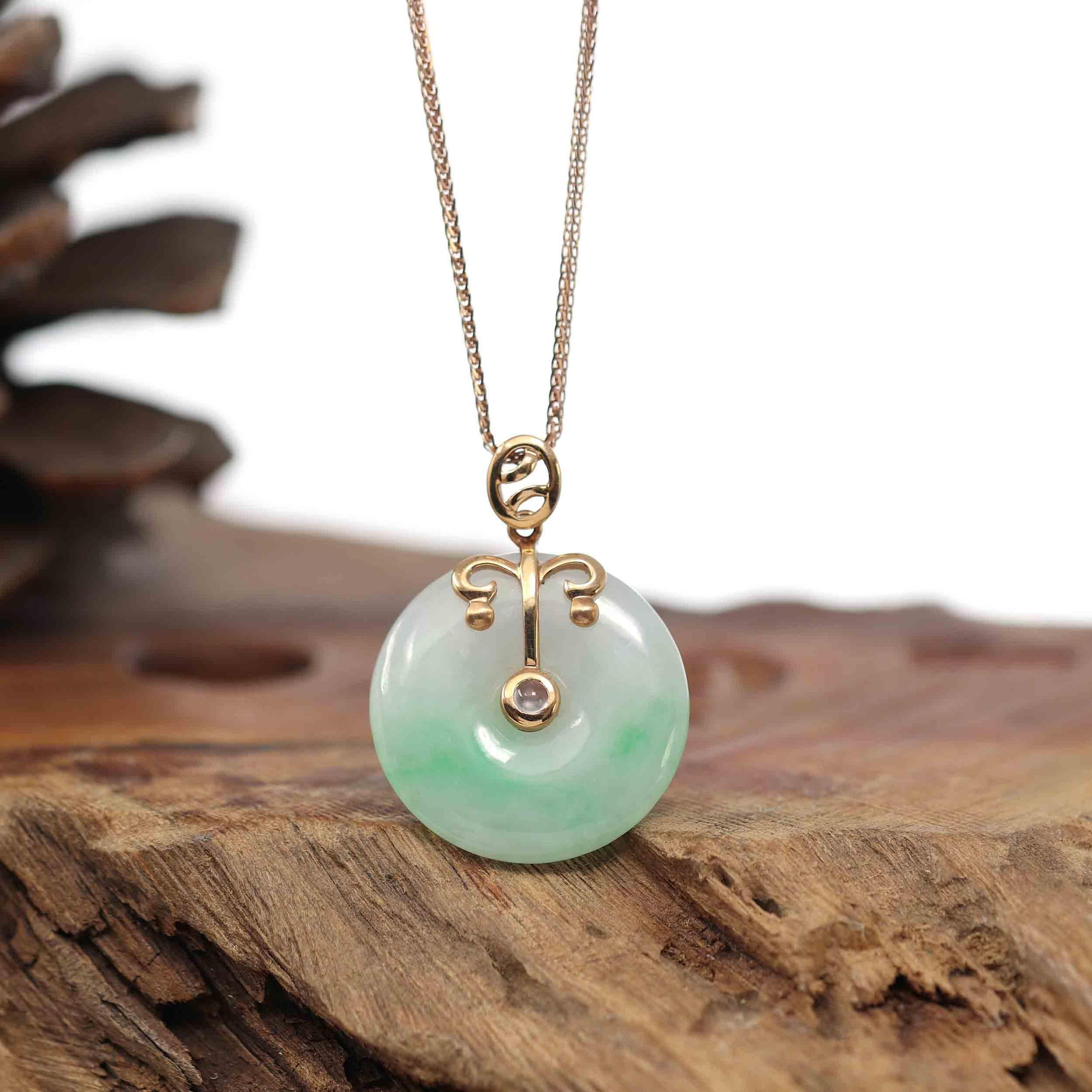 Baikalla Jewelry God Jadeite Necklace Pendant Only 18k Rose Gold Genuine Jadeite Constellation Horoscope (Libra) Necklace Pendant