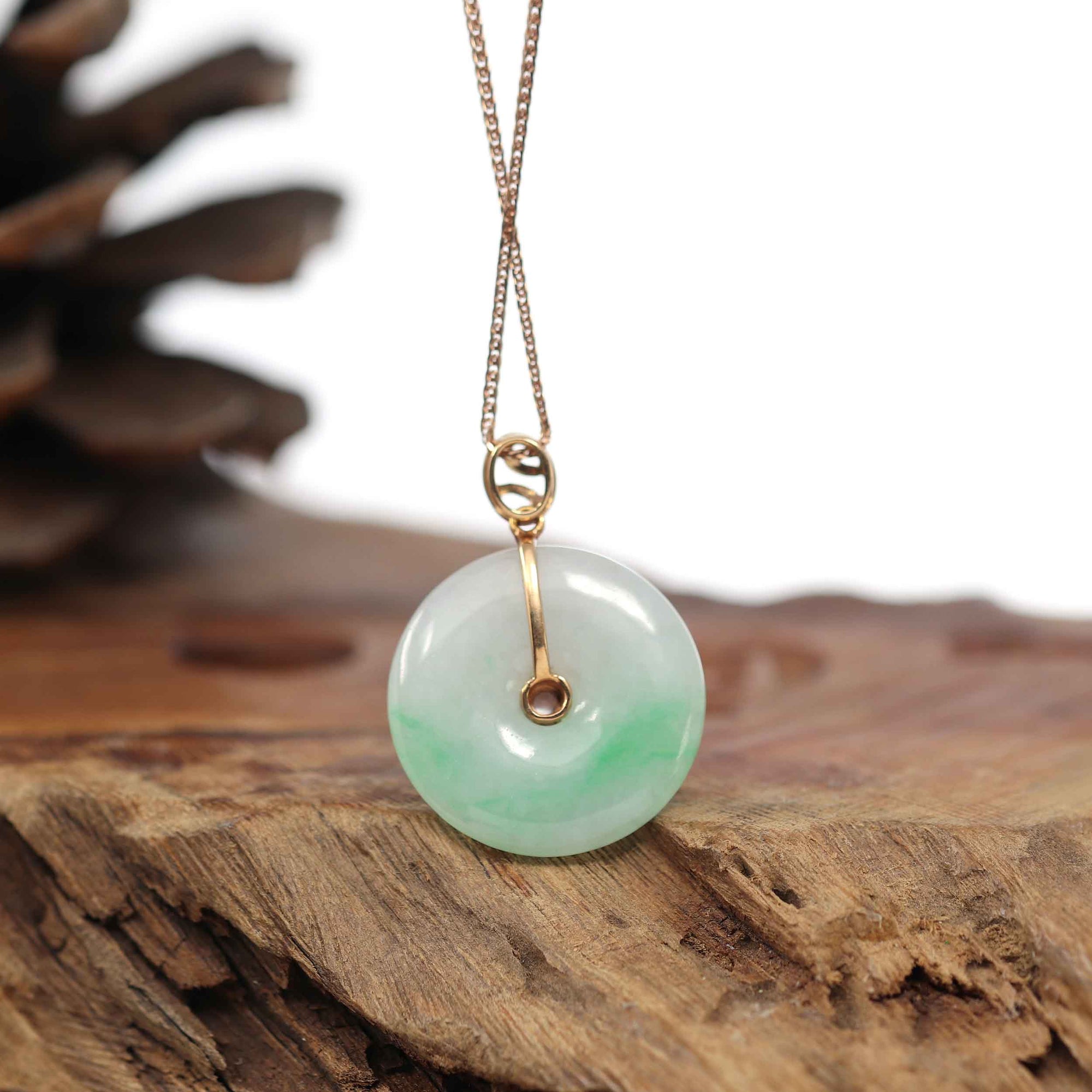 Baikalla Jewelry God Jadeite Necklace 18k Rose Gold Genuine Jadeite Constellation Horoscope (Libra) Necklace Pendant