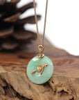 Baikalla Jewelry Gold Jadeite Pendant 18k Rose Gold Genuine Jadeite Constellation Horoscope (Sagittarius) Necklace Pendant With Diamonds