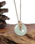 Baikalla Jewelry Gold Jadeite Pendant 18k Rose Gold Genuine Jadeite Horoscope Constellation (Capricorn) Necklace Pendant with Ruby