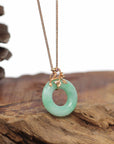 Baikalla Jewelry 18k Gold Jadeite Necklace Baikalla™ "Good Luck Birdie" 18k Rose Gold Genuine Burmese Jadeite Lucky Kou Kou Pendant Necklace With Ruby and Diamond