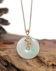 Baikalla Jewelry Gold Jadeite Necklace Pendant Only 18k Rose Gold Genuine Jadeite Constellation (Virgo) Necklace Pendant with Diamonds & Ruby