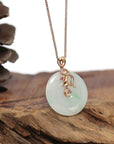 Baikalla Jewelry Gold Jadeite Necklace Copy of 18k Rose Gold Genuine Jadeite Constellation (Virgo) Necklace Pendant with Diamonds & Ruby