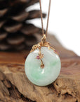 Baikalla Jewelry 18k Gold Jadeite Necklace Baikalla™ "Good Luck Birdie" 18k Rose Gold Genuine Burmese Jadeite Lucky Kou Kou Pendant Necklace With Ruby and Diamond