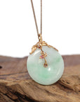 Baikalla Jewelry 18k Gold Jadeite Necklace Baikalla™ "Good Luck Birdie" 18k Rose Gold Genuine Burmese Jadeite Lucky Kou Kou Pendant Necklace With Ruby and Diamond