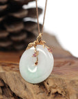 Baikalla Jewelry 18k Gold Jadeite Necklace Pendant Only Baikalla™ "Good Luck Birdie" 18k Rose Gold Genuine Burmese Jadeite Lucky Kou Kou Pendant Necklace With Ruby and Diamond