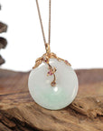 Baikalla Jewelry 18k Gold Jadeite Necklace Baikalla™ "Good Luck Birdie" 18k Rose Gold Genuine Burmese Jadeite Lucky Kou Kou Pendant Necklace With Ruby and Diamond