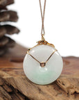 Baikalla Jewelry 18k Gold Jadeite Necklace Baikalla™ "Good Luck Birdie" 18k Rose Gold Genuine Burmese Jadeite Lucky Kou Kou Pendant Necklace With Ruby and Diamond