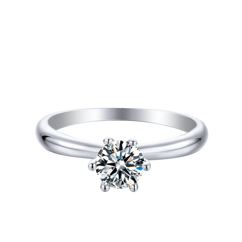 Baikalla Baikalla™ "Audrey" Sterling Silver Moissanite 6 Prong Promise Ring