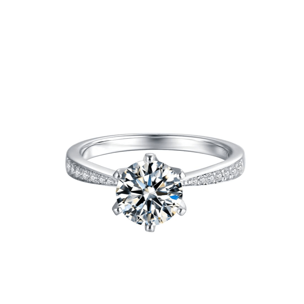 Baikalla Baikalla™ &quot;Emma&quot; Sterling Silver Moissanite Luxury 1.5 CT 6 Prong Promise Ring