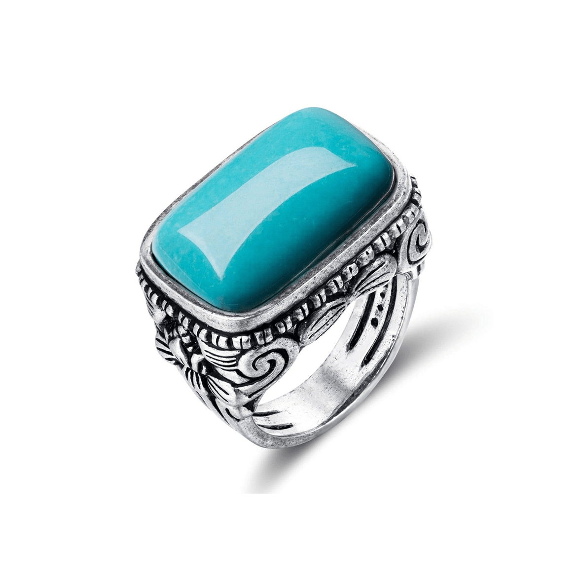 Baikalla Jewelry Turquoise Ring Baikalla™ "Turquoise filigree" Sterling Silver Genuine Well Persian Blue Arizona Turquoise Ring