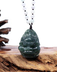 Baikalla Jewelry Jade Carving Necklace Baikalla™ "Fu Dog" (Guardian Lion) Natural Blue Green Jadeite Jade Necklace Collectibles