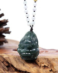 Baikalla Jewelry Jade Carving Necklace Baikalla™ "Fu Dog" (Guardian Lion) Natural Blue Green Jadeite Jade Necklace Collectibles