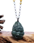 Baikalla Jewelry Jade Carving Necklace Baikalla™ "Fu Dog" (Guardian Lion) Natural Blue Green Jadeite Jade Necklace Collectibles