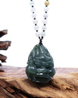 Baikalla Jewelry Jade Carving Necklace Baikalla™ "Fu Dog" (Guardian Lion) Natural Blue Green Jadeite Jade Necklace Collectibles