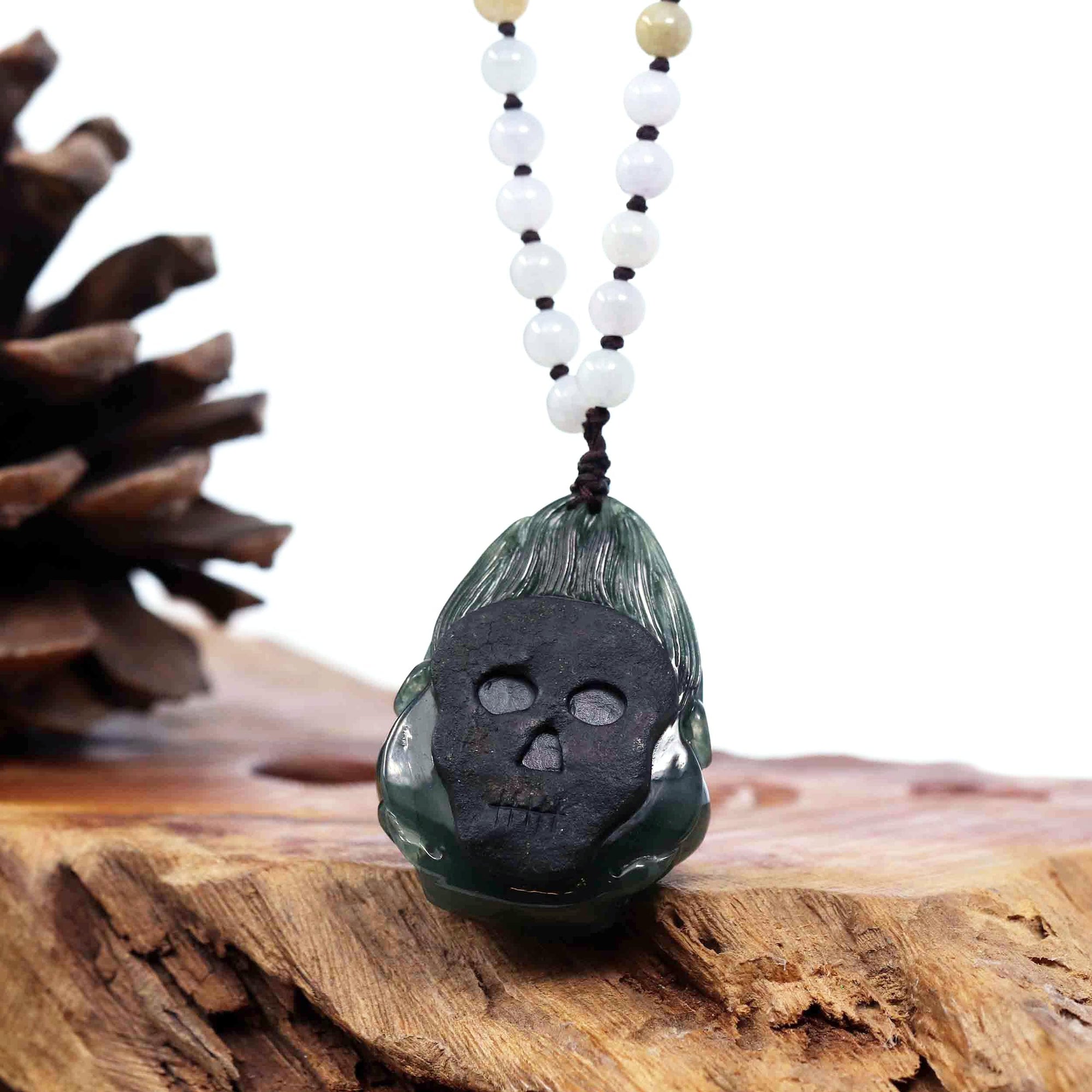 Baikalla Jewelry Jade Carving Necklace Baikalla™ "Fu Dog" (Guardian Lion) Natural Blue Green Jadeite Jade Necklace Collectibles