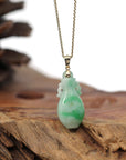 Baikalla Jewelry 18k Gold Jadeite Necklace Natural Unique Jadeite Jade Lucky Bottle Necklace with 14k Yellow Gold Bail