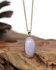 Baikalla Jewelry Lavender Jadeite Necklace 14K Gold Natural Lavender Burmese Jadeite Cabochon Necklace