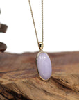 Baikalla Jewelry Lavender Jadeite Necklace 14K Gold Natural Lavender Burmese Jadeite Cabochon Necklace