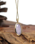 Baikalla Jewelry Lavender Jadeite Necklace 14K Gold Natural Lavender Burmese Jadeite Cabochon Necklace