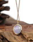 Baikalla Jewelry Lavender Jadeite Necklace 14K Gold Natural Lavender Burmese Jadeite Cabochon Necklace